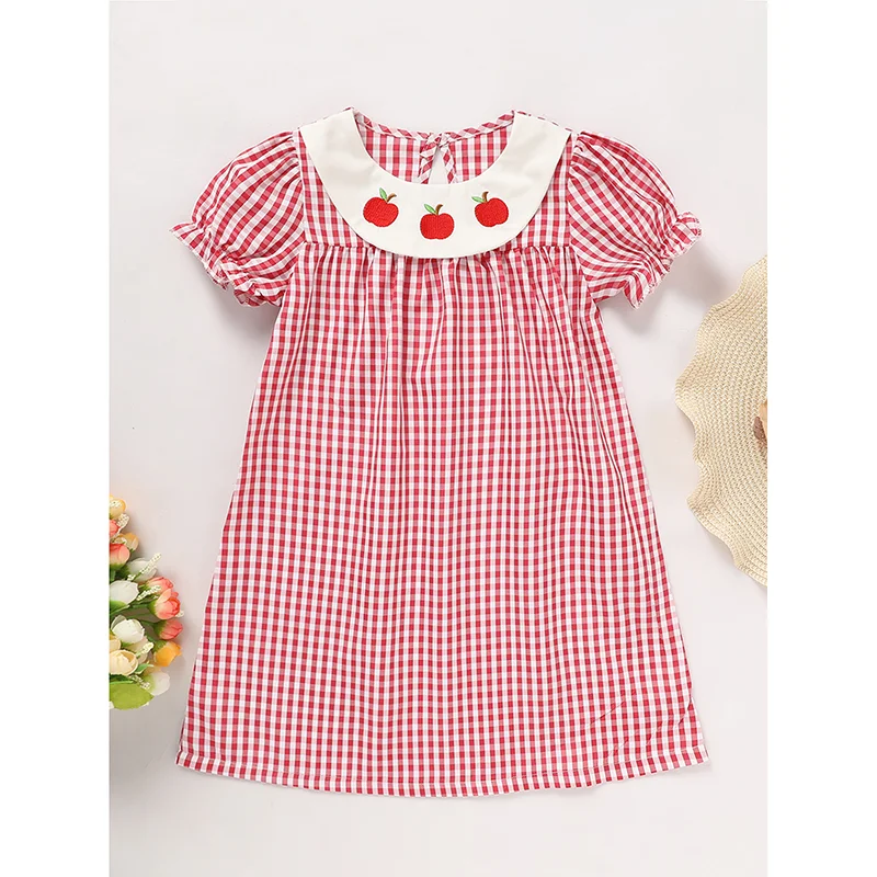 Plaid Smocked Collar Puff Sleeve A-line Dress for Toddler Girls