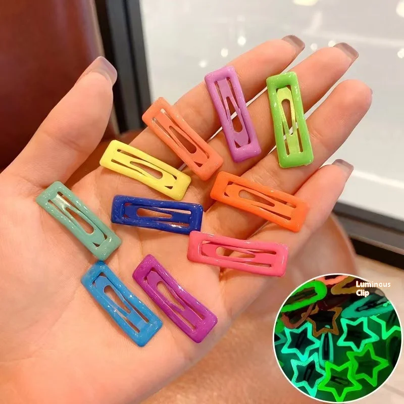 Luminous Paint Kids Barrettes Cute Alloy Hair Clips 10 Pack for Children