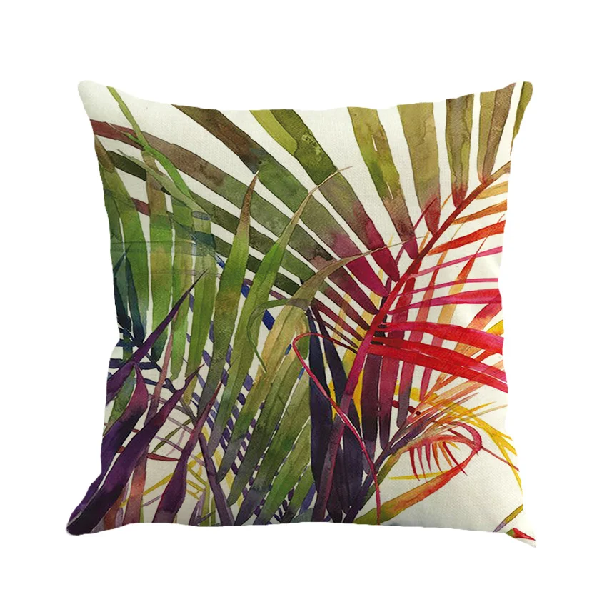 Tropical Plant Cotton and Linen Pillowcase