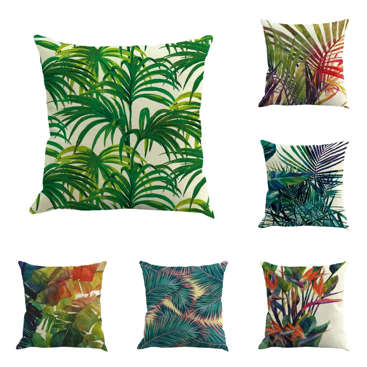 Tropical Plant Cotton and Linen Pillowcase