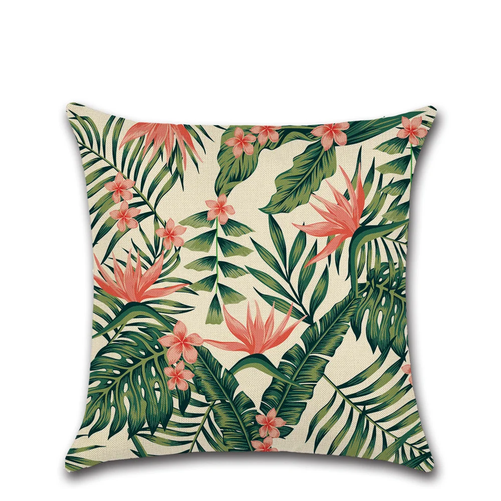 Tropical Plant Green Leaf Theme Pillowcase
