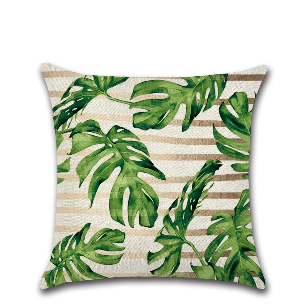 Tropical Plant Green Leaf Theme Pillowcase