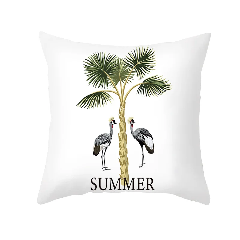 Tropical Plants Printed Pillowcase Summer Peach Skin Fabric Home Pillow Living Room Cushions