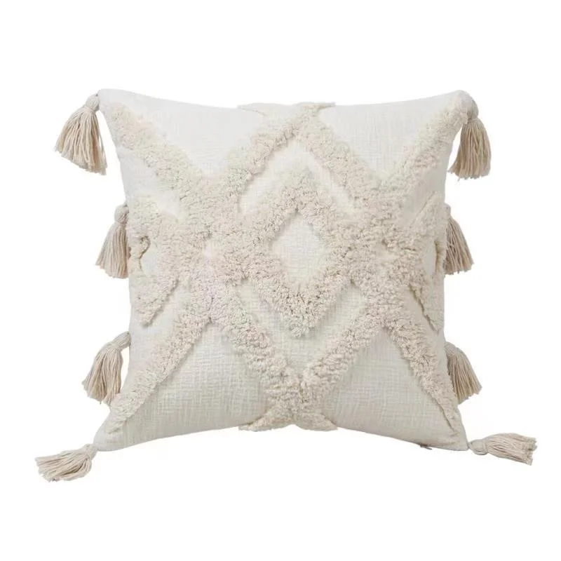 Tufted Cotton and Linen Blended Cushion and Pillowcase
