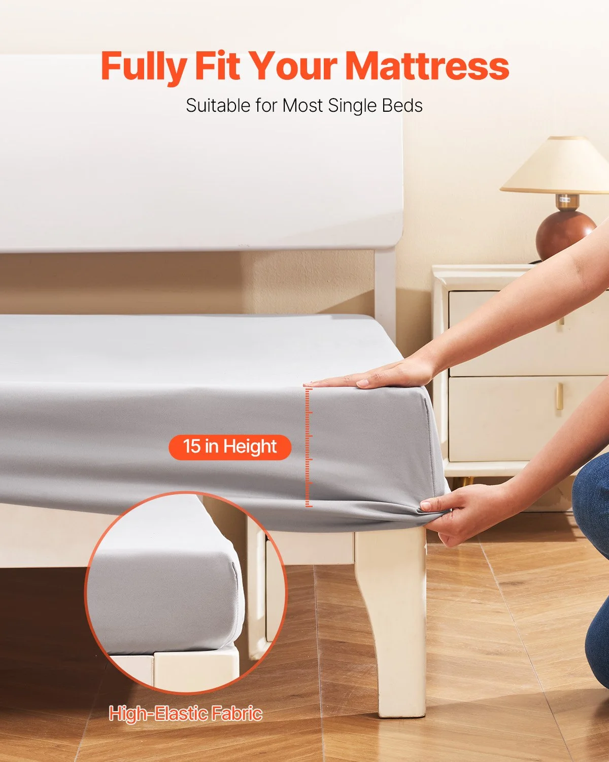 Twin Size Fitted Sheet Elastic Fitted Sheet with High-quality Microfiber