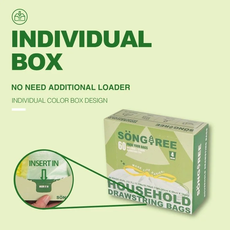 Universal-fit Drawstring Garbage Bags, Essential Cleaning Items for Home and Office. With Convenient Drawstrin
