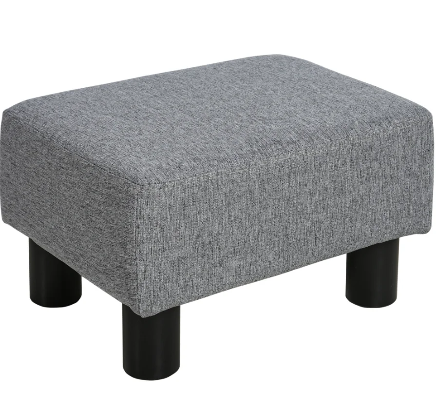 Versatile Accent 16 Gray Linen Fabricottoman Cube Footrest Pouf