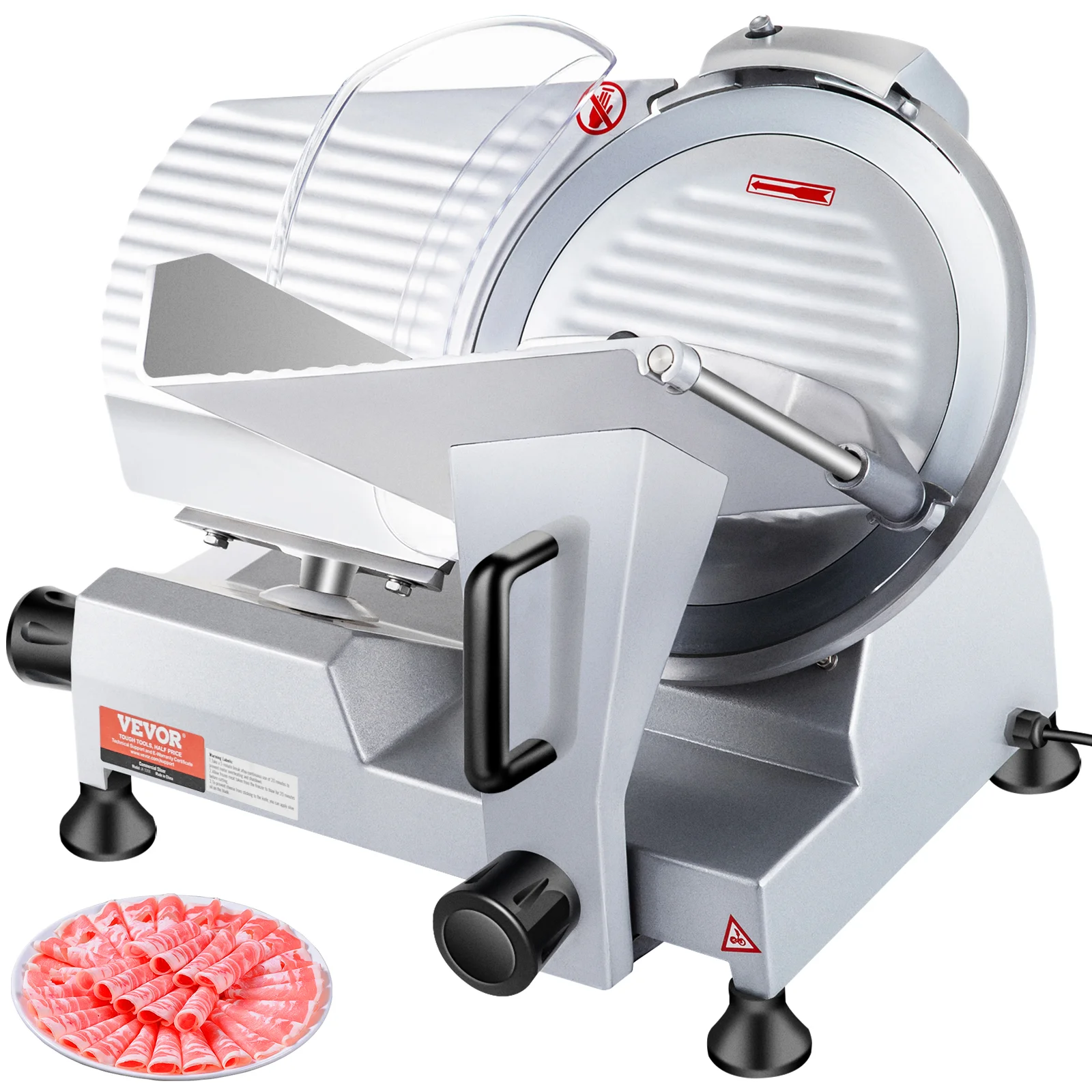 240W Electric Meat Slicer with 10" Carbon Steel Blade – Adjustable 0‑0.47" Thickness for Commercial & Home Use