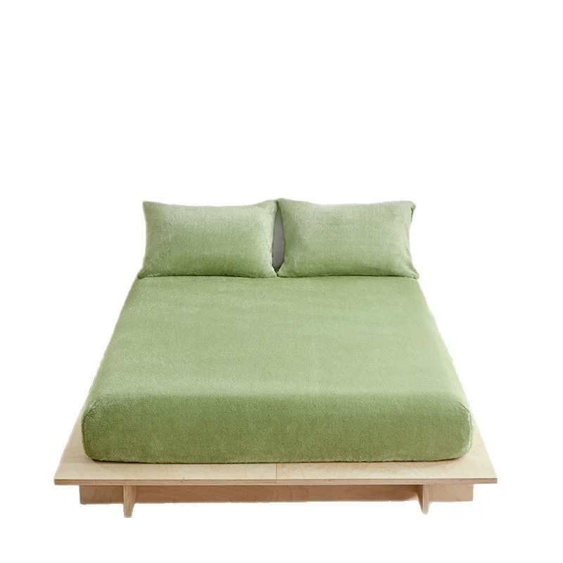 Warm Milk Velvet Fitted Sheet Three-piece Set
