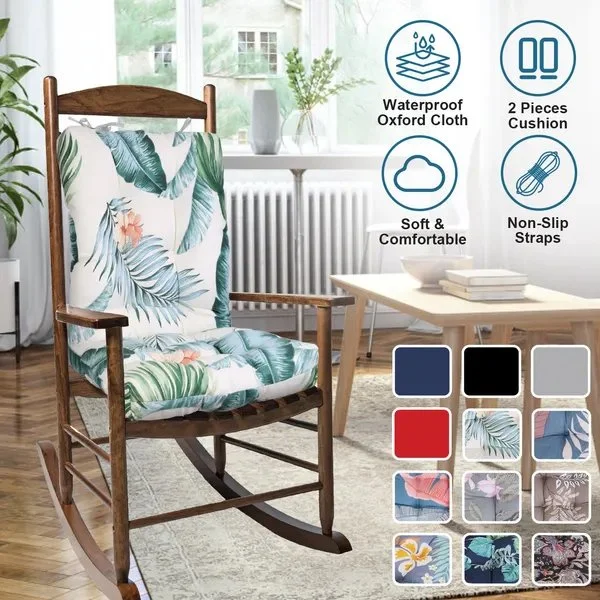Waterproof Rocking Chair Cushion Set - Non-Slip Back & Seat Pads