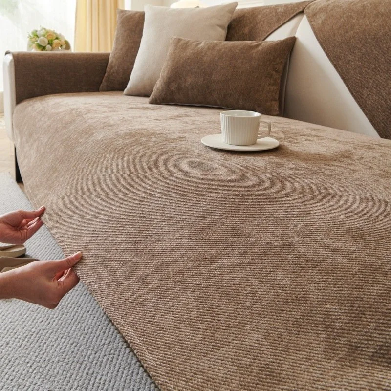 Waterproof to Prevent Leakage of Urine Chenille Solid Color Sofa Cushion Straight Row Universal Three-seat Cov