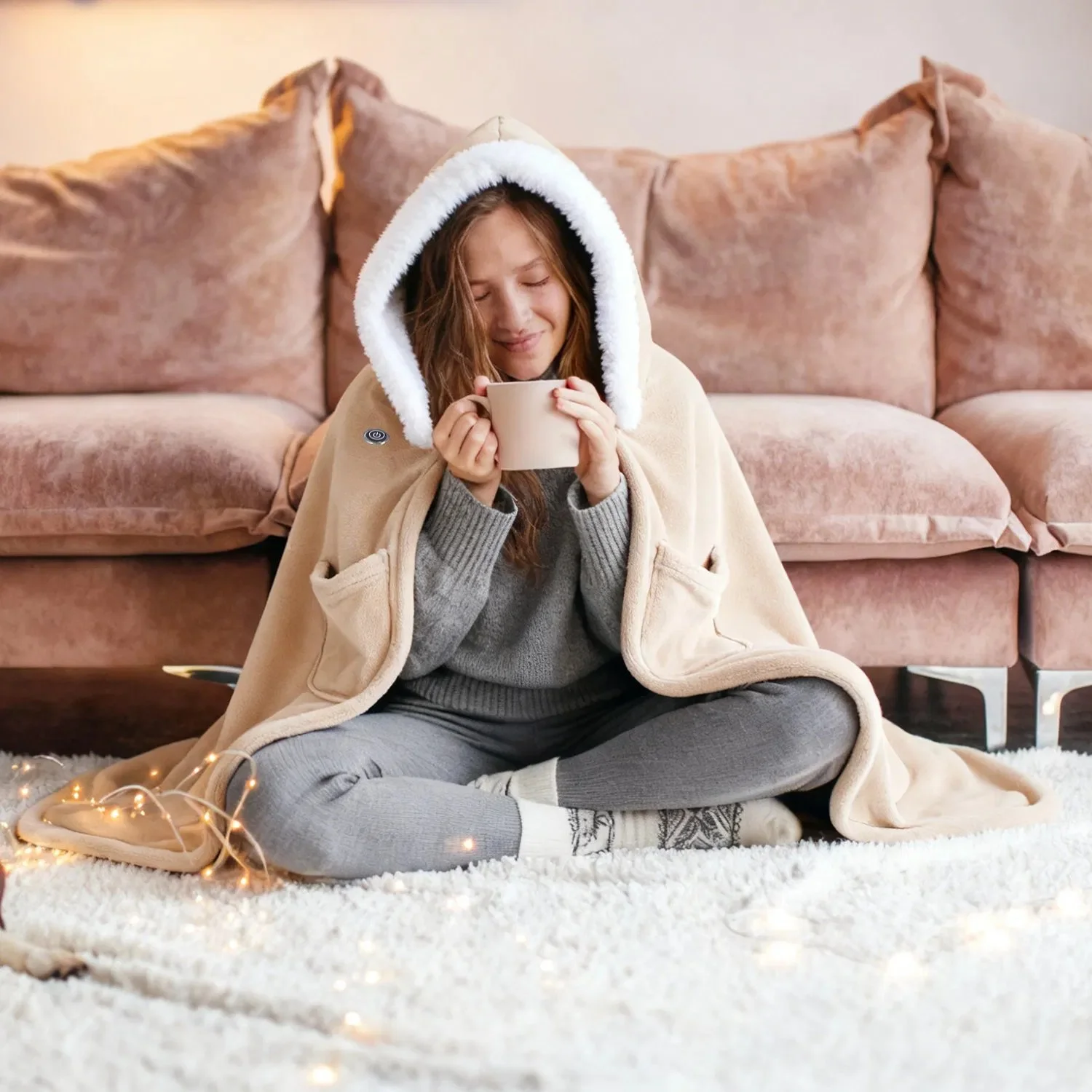 Wearable Heated Blanket - 8 Heating Zones, 3 Temperature Levels, Soft Double-layer Flannel (59x31in), Usb Powe