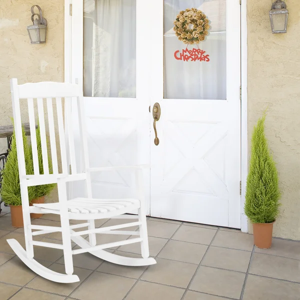White Wooden Rocking Chair with Wavy Shape