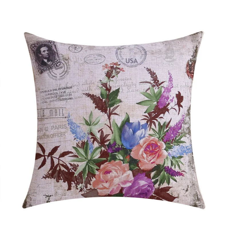 Wedding Gift Retro Fashion Paris Eiffel Tower Flowers Post Decorated Living Decorative Cushion Cover Sofa Pillow Case