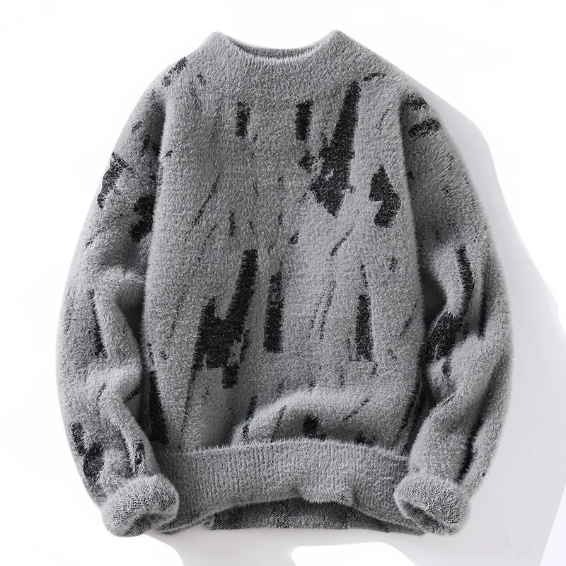 Loose Fleece‑Lined Thick Sweater for Men – Gray, Black, Khaki, M‑3XL