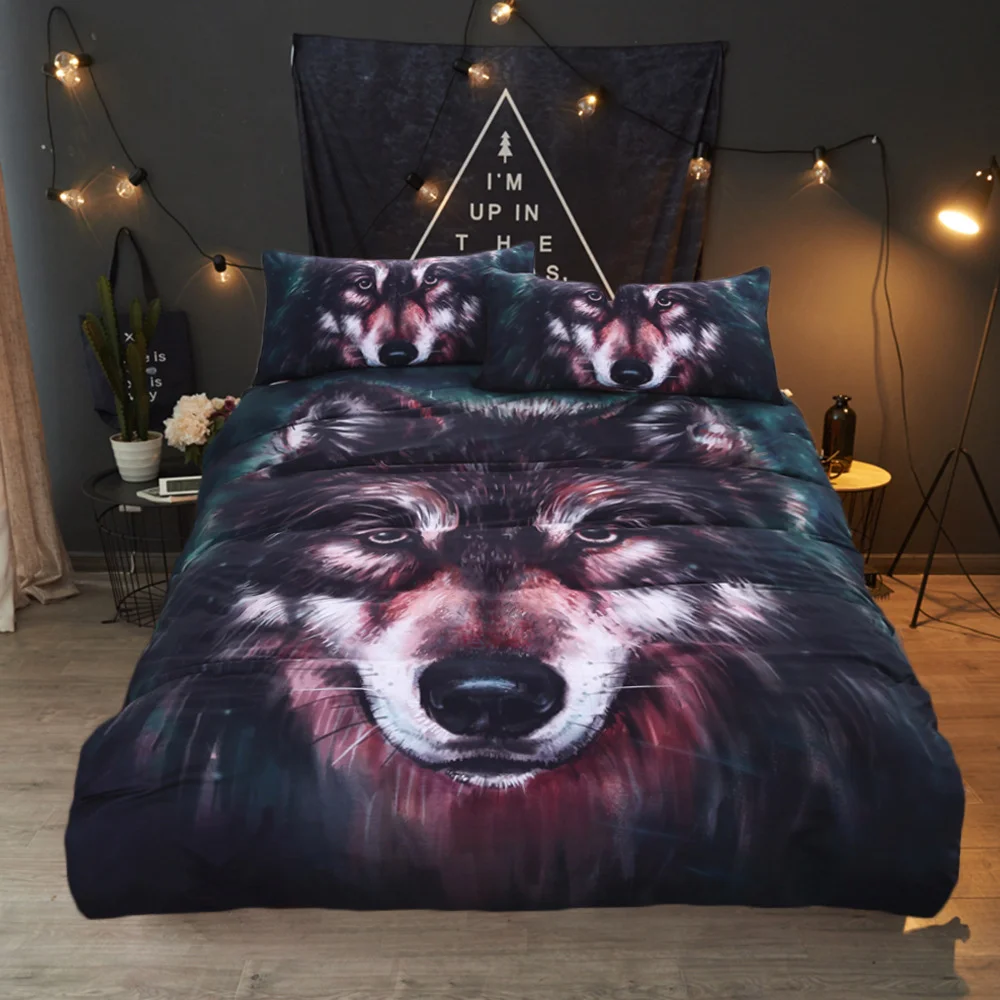Wolf Three-piece Bedding Set