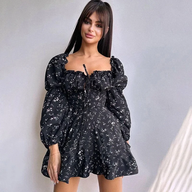 Women's Autumn Fashion Floral Long Sleeve Dress