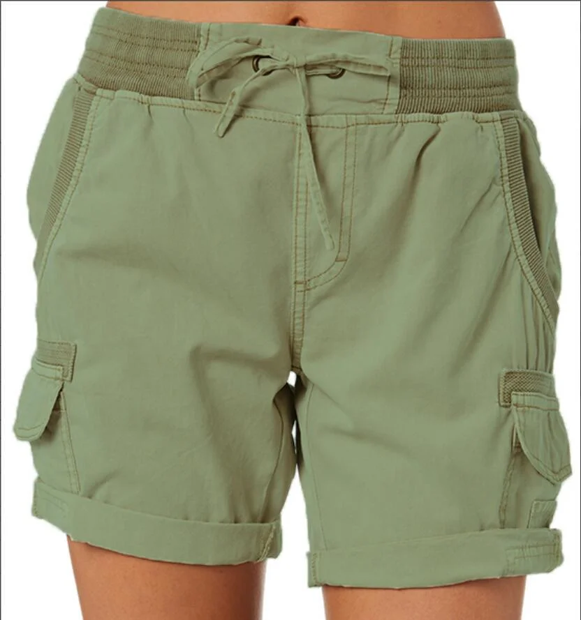 Women's Cargo Shorts with Pockets Casual High Waist Drawstring Pants