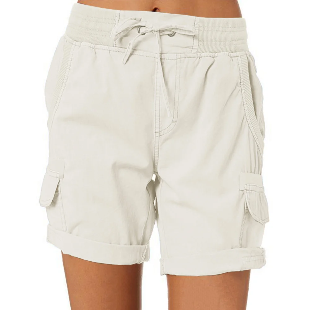 Women's Cargo Shorts with Pockets Casual High Waist Drawstring Pants