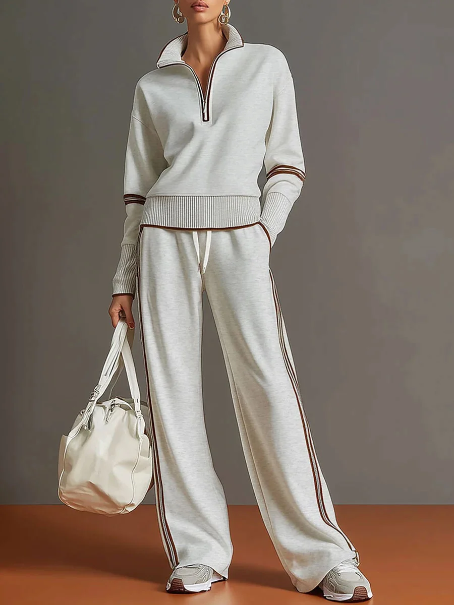 Women's Casual Sports Long Sleeve Suit Set Comfortable Breathable Two Piece Outfit for Daily Wear