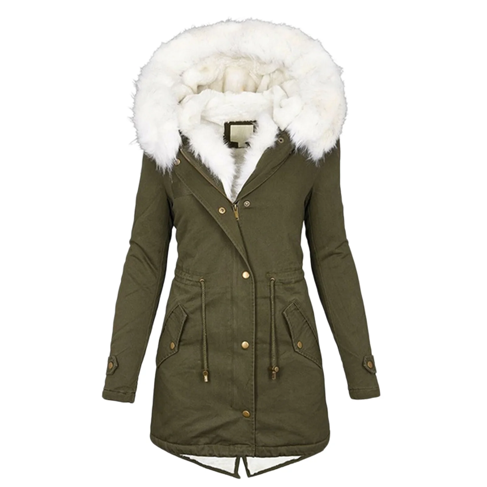 Women's Cotton Padded Jacket with White Collar