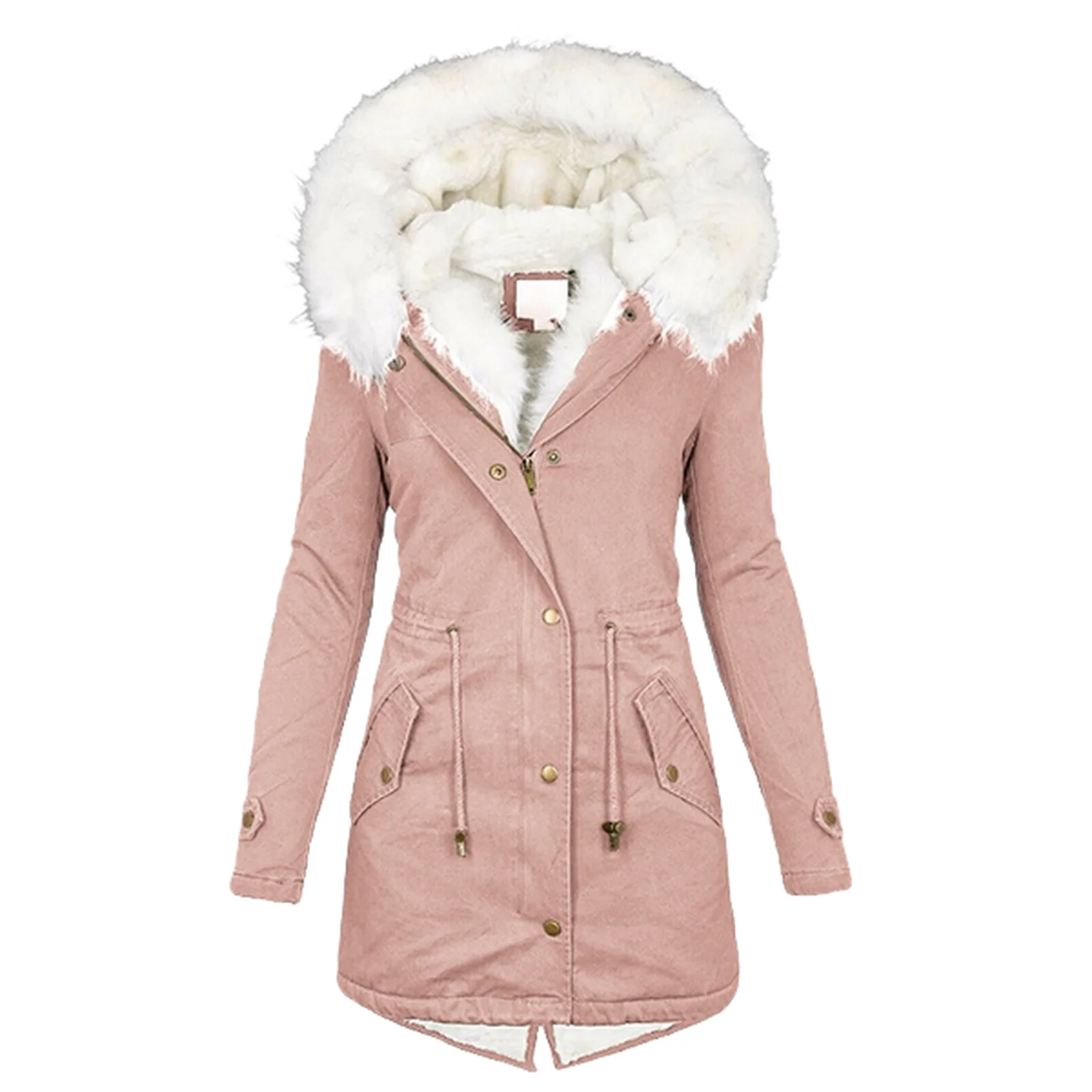 Women's Cotton Padded Jacket with White Collar