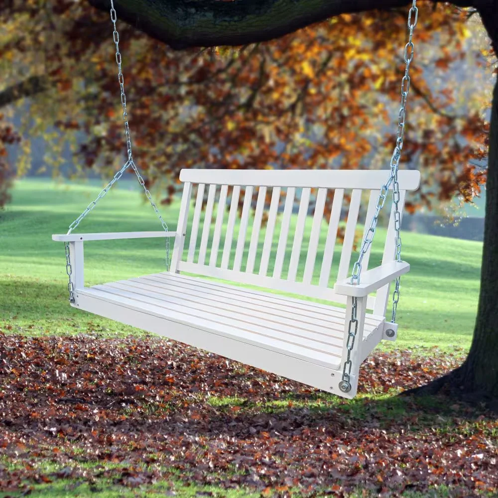 Wooden Bench Swing with Chain