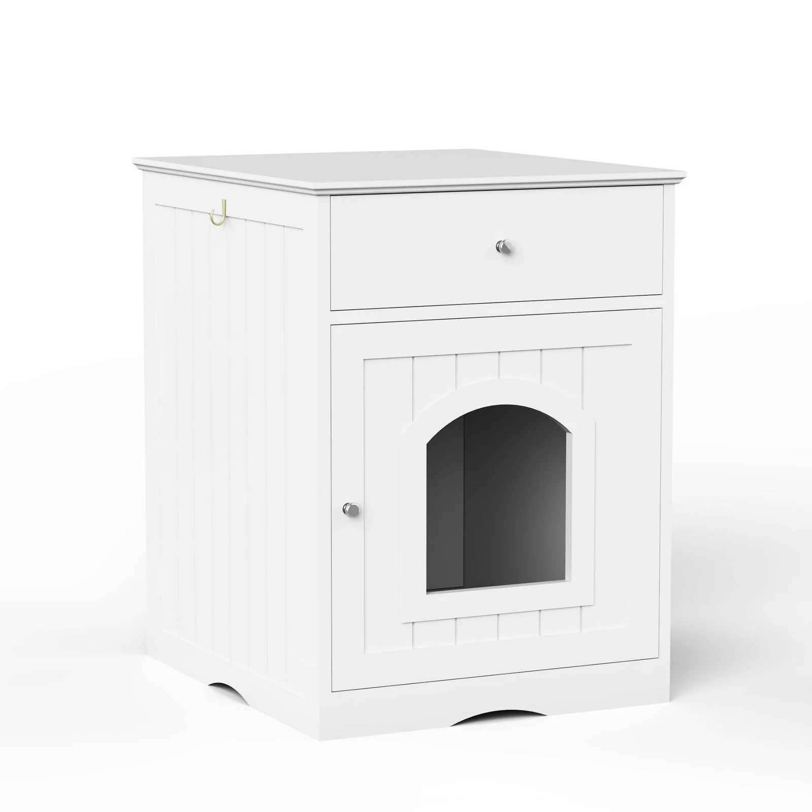Wooden Pet House Cat Litter Box Enclosure with Drawer Side Table Cat Home Nightstand