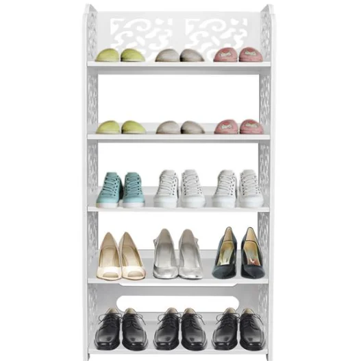 Wpc - 5 Layers Carved Shoe Rack - a - 42x24x80cm