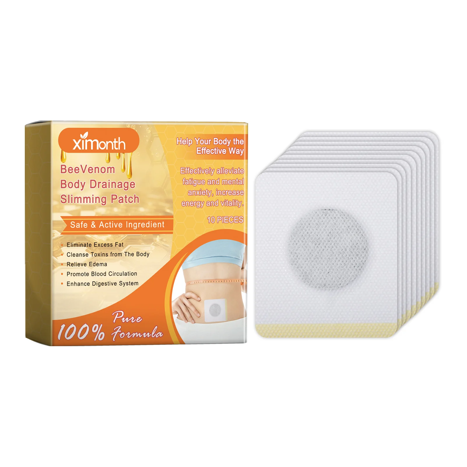 Beige Body Shaping Patch for Belly Button, Slimming Tummy Patch with Non-Woven Fabric for Fat Loss