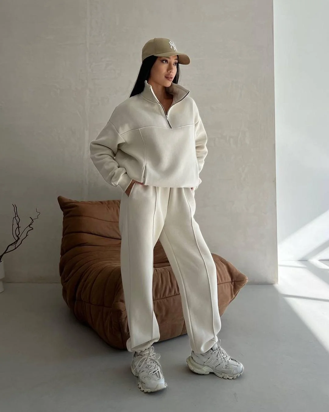 Y2k Winter Jogging Women Two Piece Set Female Zipper Coat Casual Pants Tracksuit Autumn Jacket Fashion Contrast Sport Wear Set