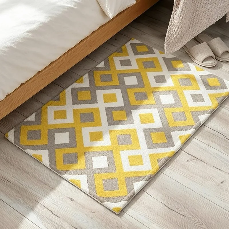1pc Modern Geometric Jacquard Floor Mat, Suitable for Bedroom Beside, Entryway, Living Room, Kitchen