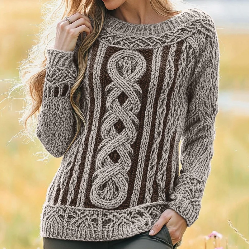 3d Digital-print Crewneck Sweater Knitwear