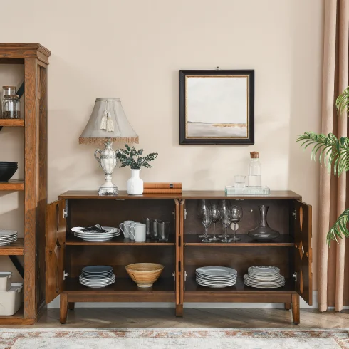 60.5 Mid Century Modern Sideboard Buffet Cabinet with Storage, Tv Media Console Table, Storage Cabinet with 4 