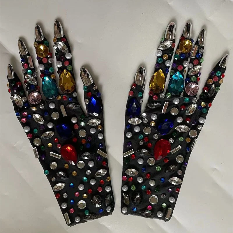 Add Sparkle to Your Outfit with Colorful Rhinestone Gloves