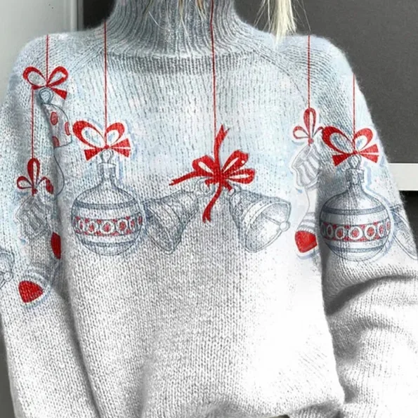 Autumn and Winter Christmas Long Sleeve Shawl Collar Christmas Tree Sweater
