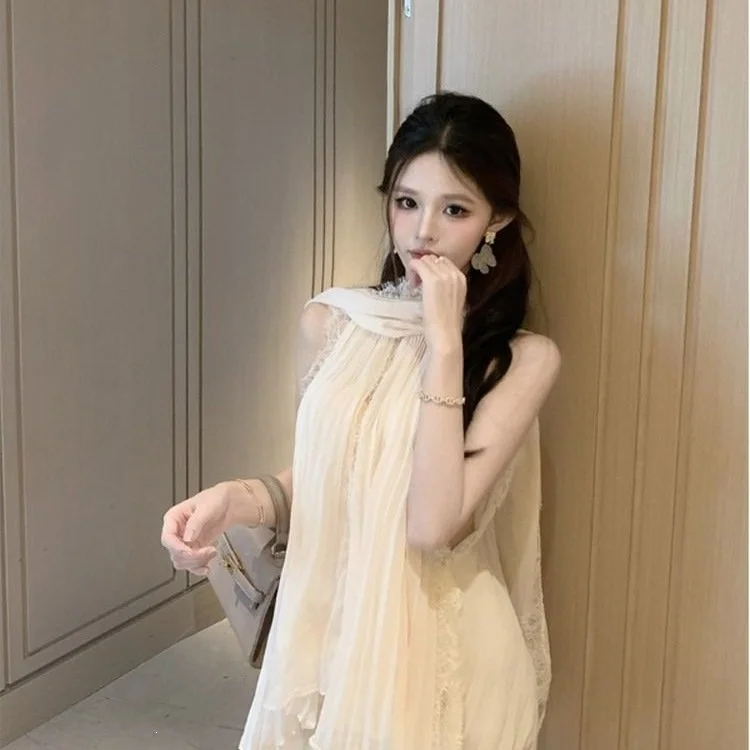 Backless Lace Camisole for Women - Apricot & Black