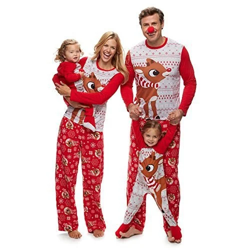 Casual Elk Print Family Suit Set for Men and Kids