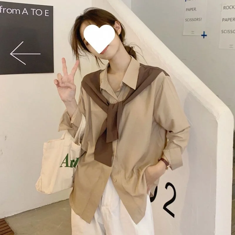 Chic Women's Layered Chiffon Long-Sleeve Shawl Shirt