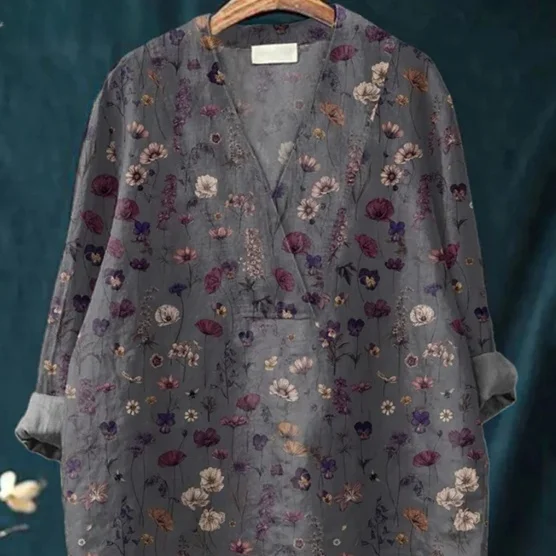 Collarless Long-sleeved Women's Shirt Long Sweater Casual Shirt