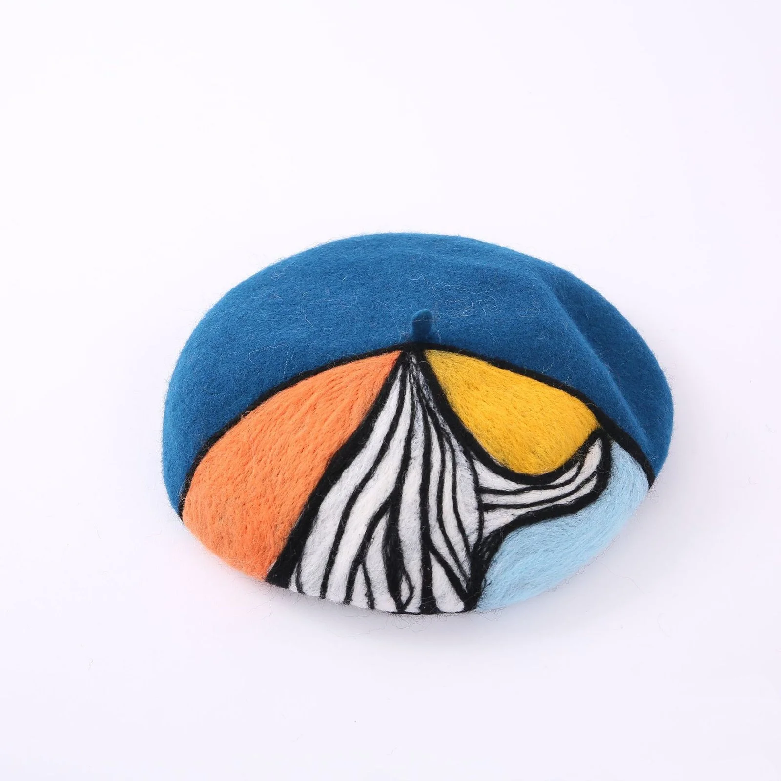 Color Matching Japanese Wool Felt Painter Cap for Women