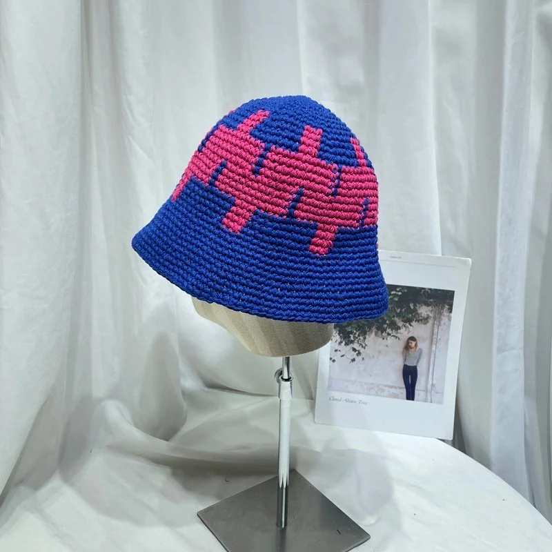 Contrast Color Cotton Bucket Hat for Women