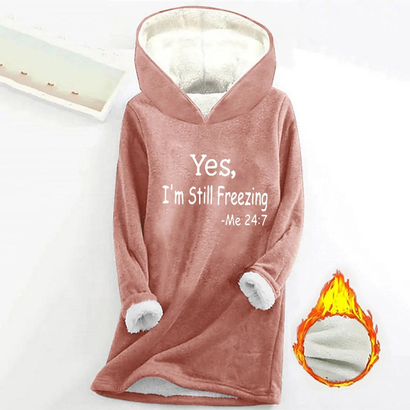 Cozy Plush Long Sleeve Offset Print Pullover Sweater