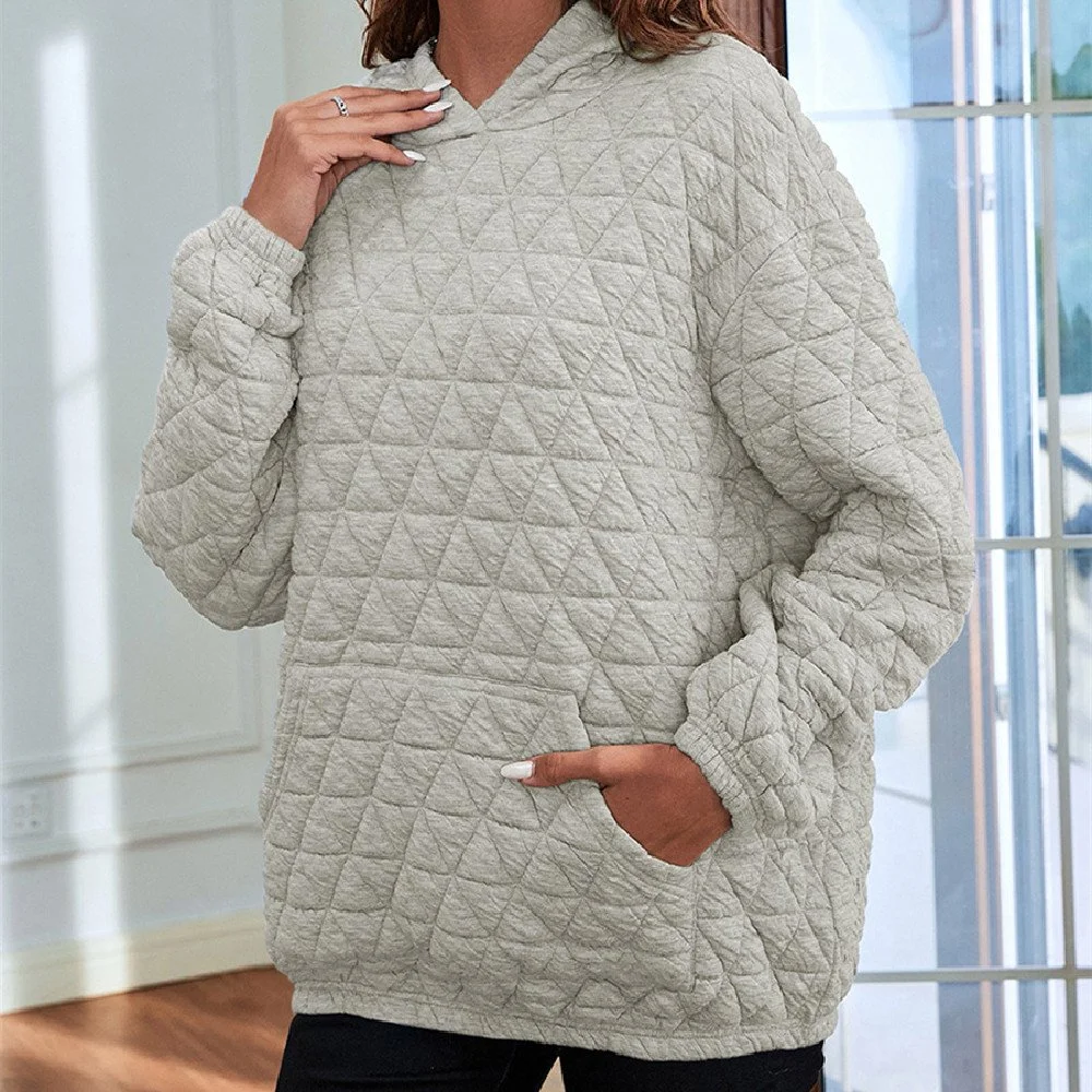Cozy Solid Color Women's Hooded Pullover Sweater