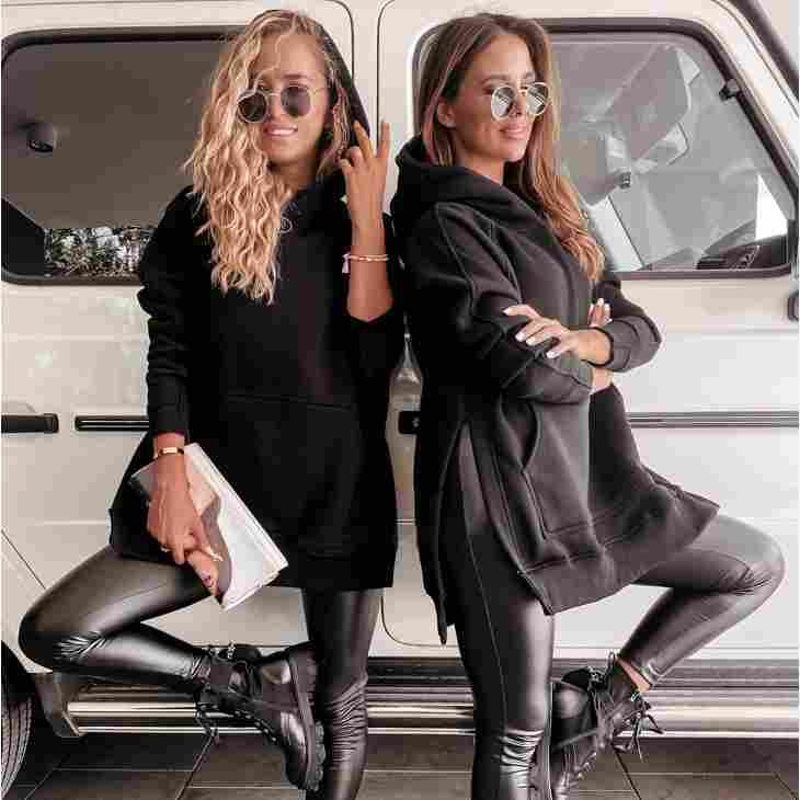 Cozy Solid Long Sleeve Side-Slit Hooded Sweater