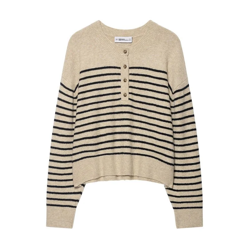 Cozy Striped Casual Pullover Sweater for Women