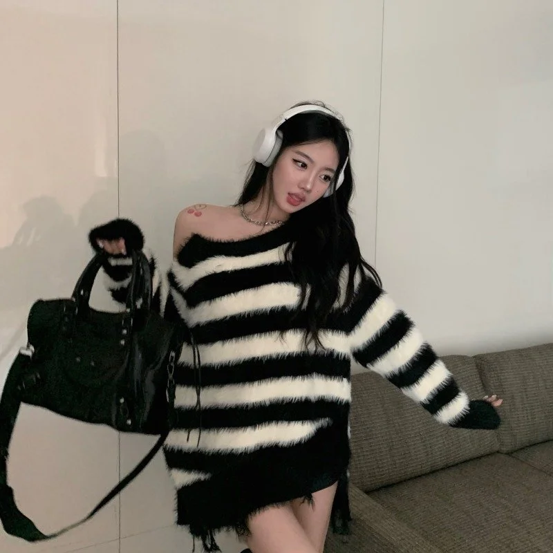 Cozy Striped Plush Pullover Zipper Sweater