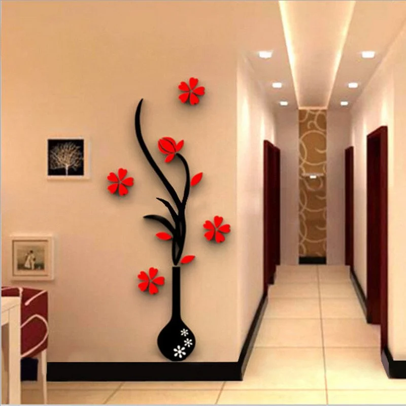 Creative Vase Acrylic 3d Wall Sticker