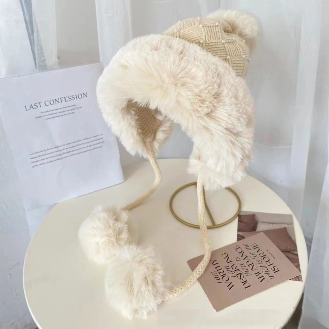 Cute Pearl Knitted Winter Hats for Women