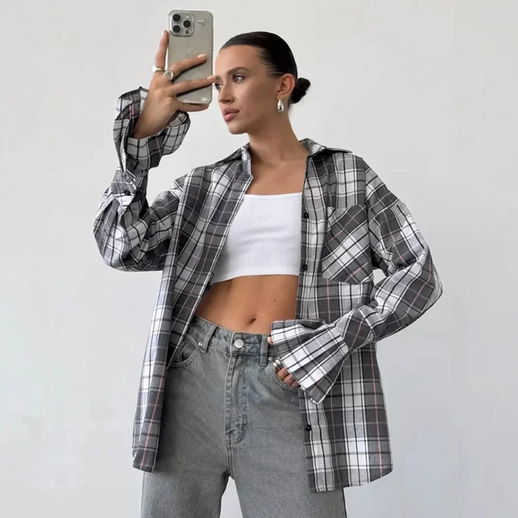 Design Plaid Casual Cotton Loose Shirt